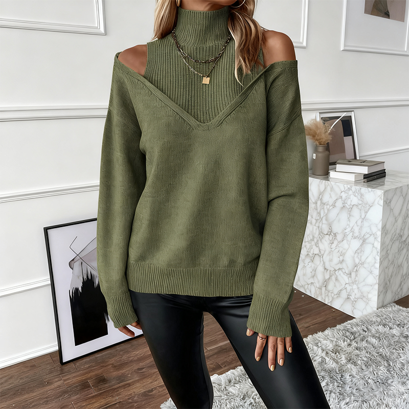 Aurenna - Suéter de Cuello Alto Casual Estiloso