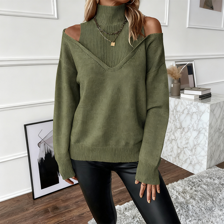 Aurenna - Suéter de Cuello Alto Casual Estiloso