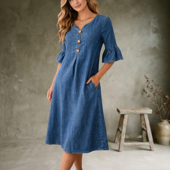 Sorella - Vestido con volantes en las mangas suave al tacto
