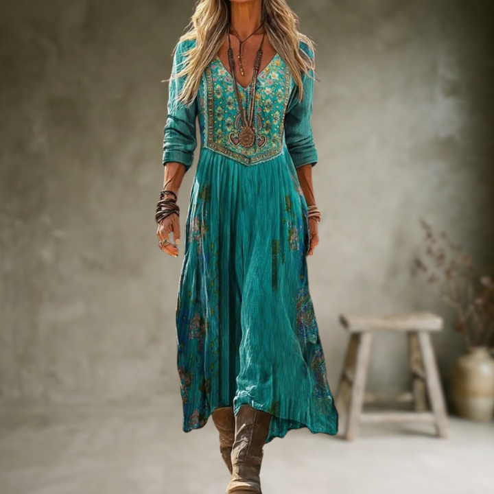 Lymira - Vestido midi floral de tacto suave