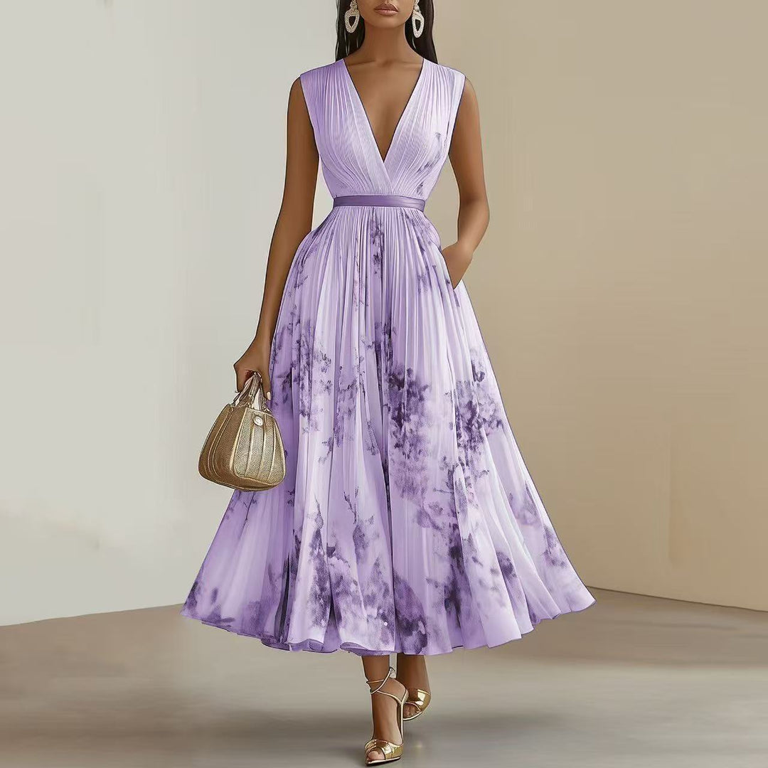 Nadia - Vestido midi plisado con estampado floral
