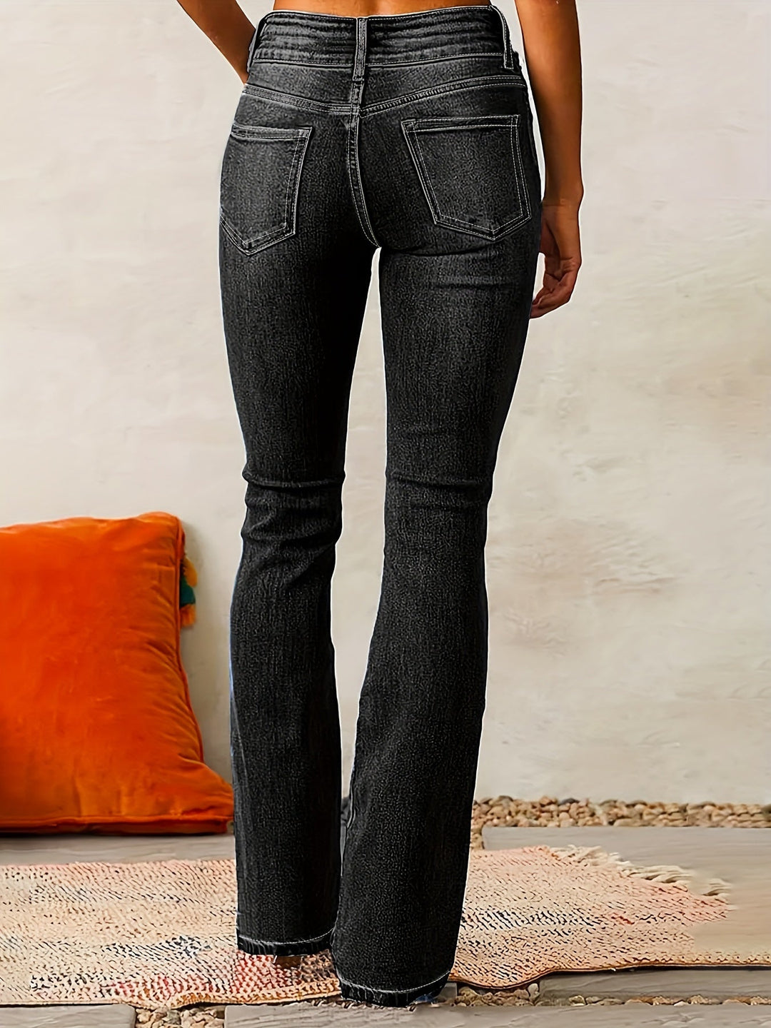 Evarra - Jeans acampanados de tiro alto con suave elasticidad