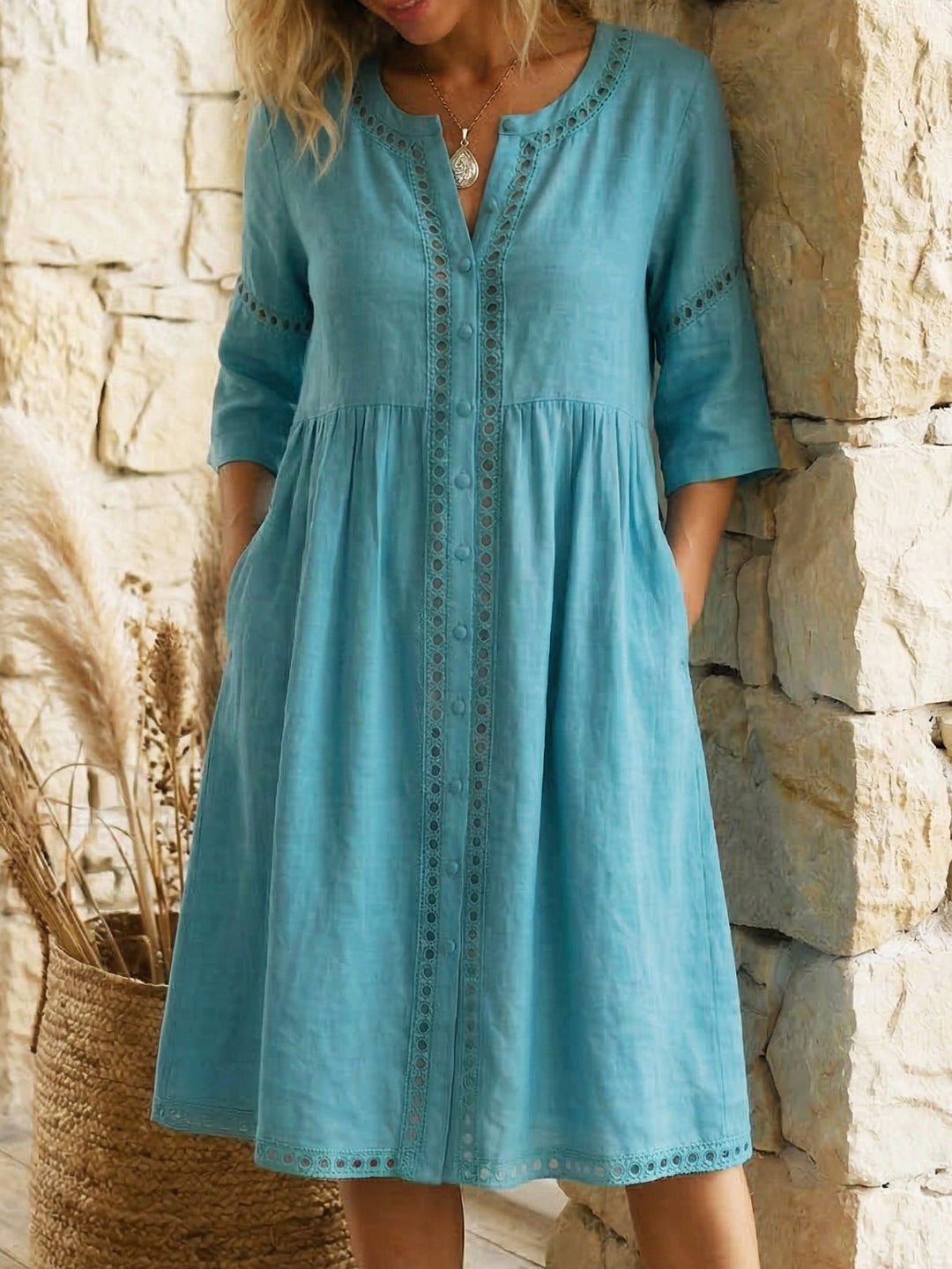Harlow - Vestido midi premium de lino