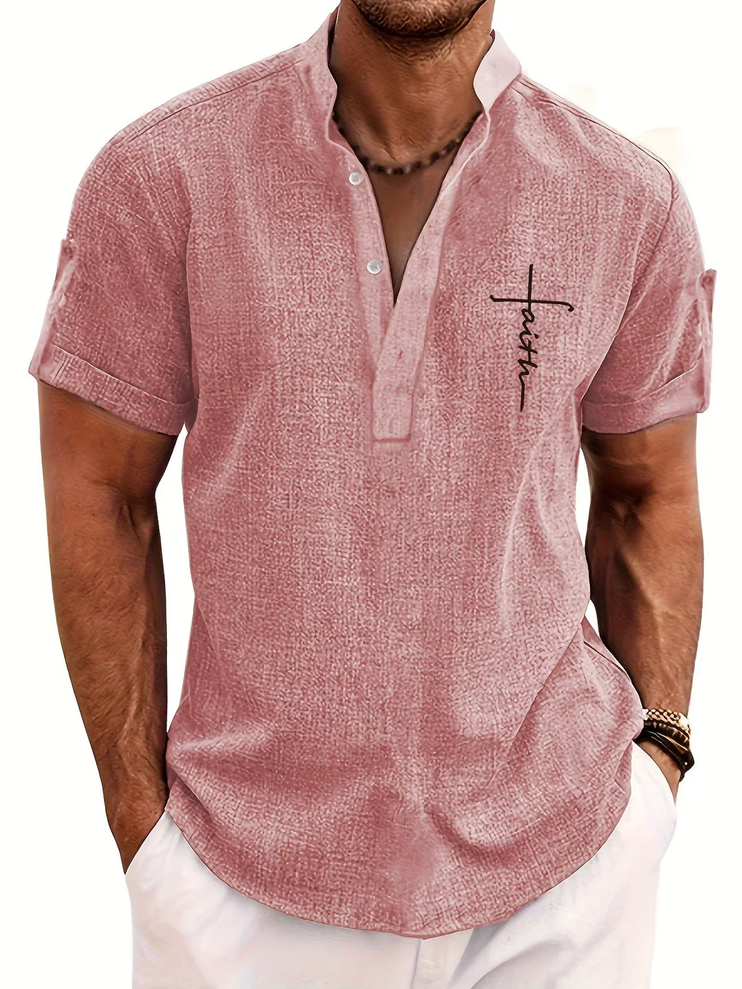 Harlan - Camisa de cuello alto texturizada