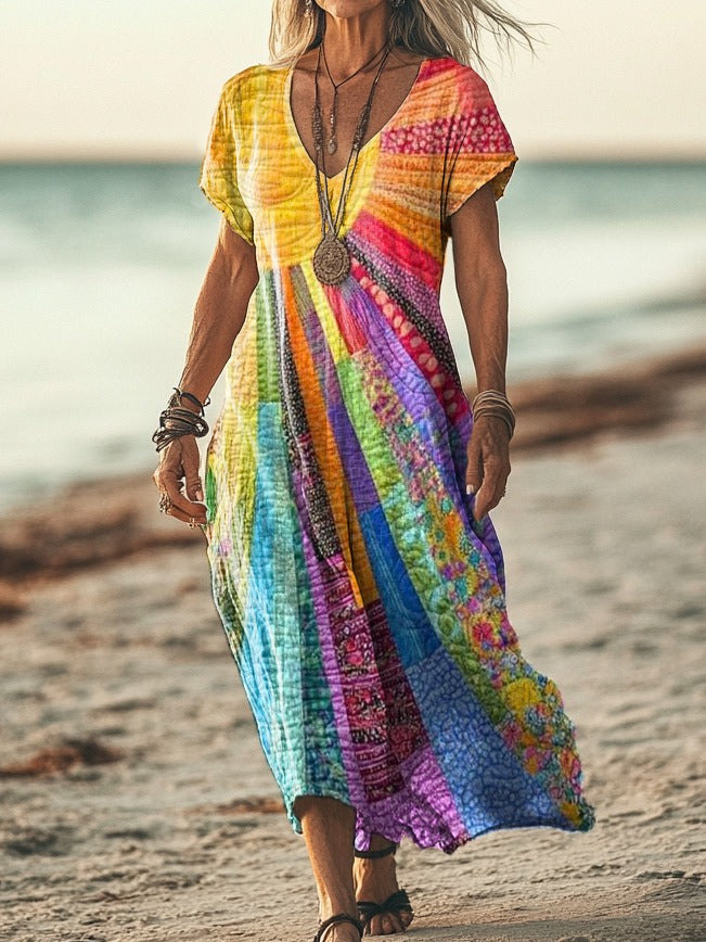 Zilena - Vestido bohemio de lino fresco