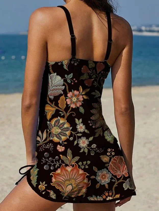 Ysoria - Conjunto de traje de baño con cuello halter estampado