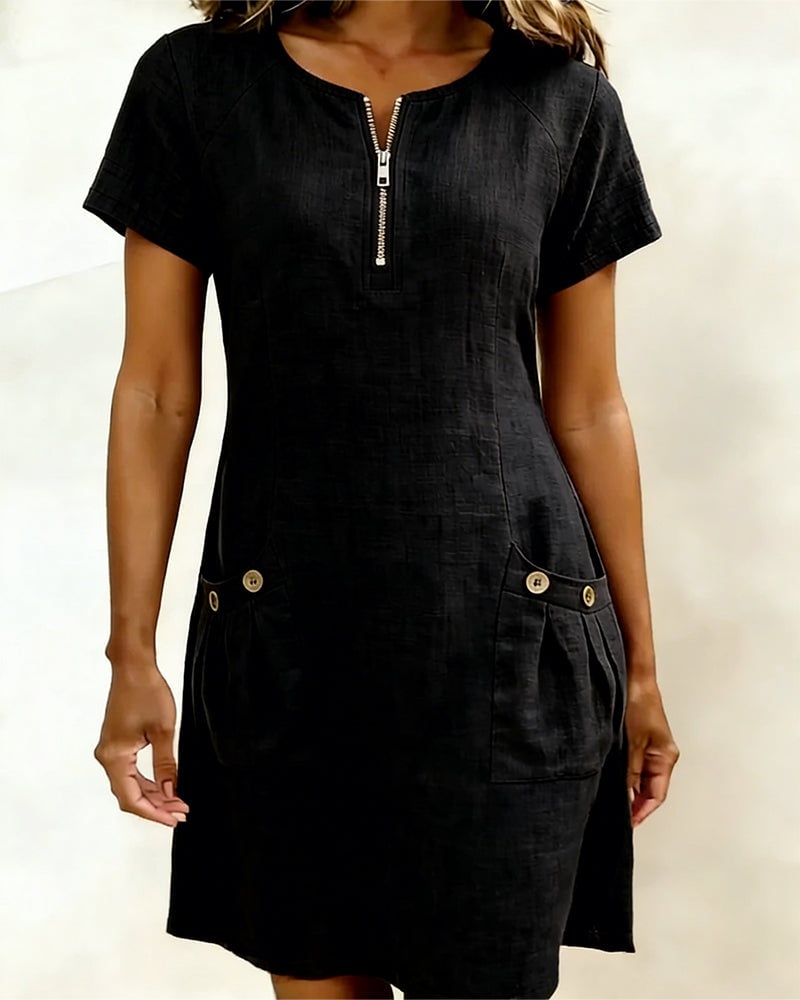 Girella - Vestido de lino de corte en A fresco