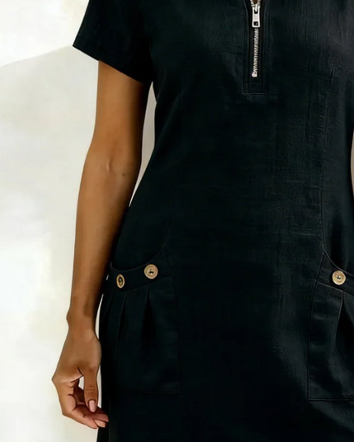 Dariae - Vestido de línea A en mezcla de lino