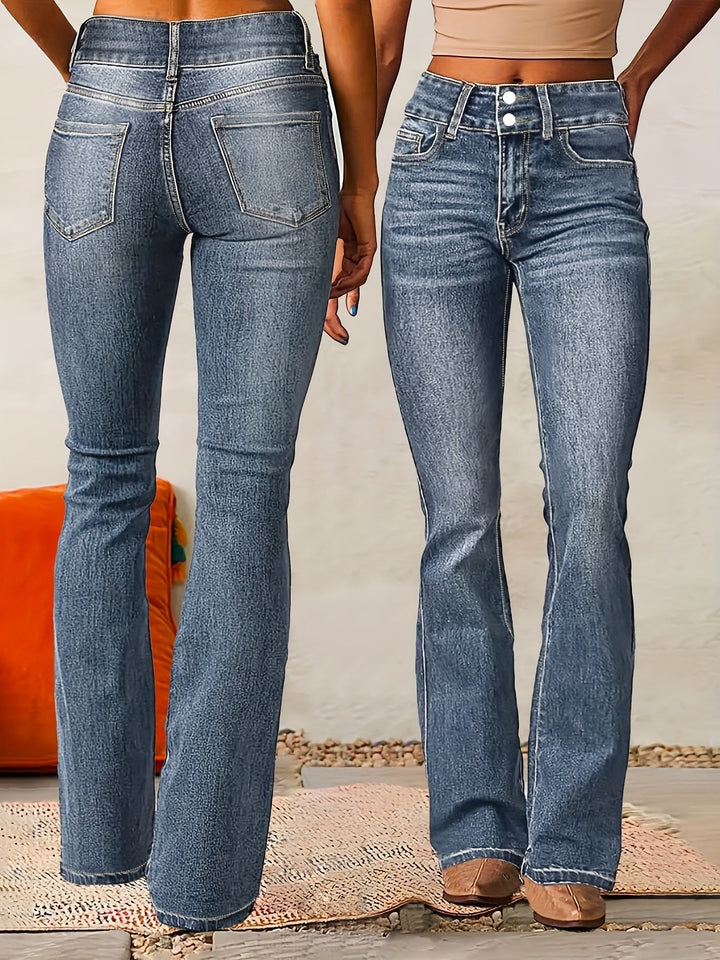Evarra - Jeans acampanados de tiro alto con suave elasticidad