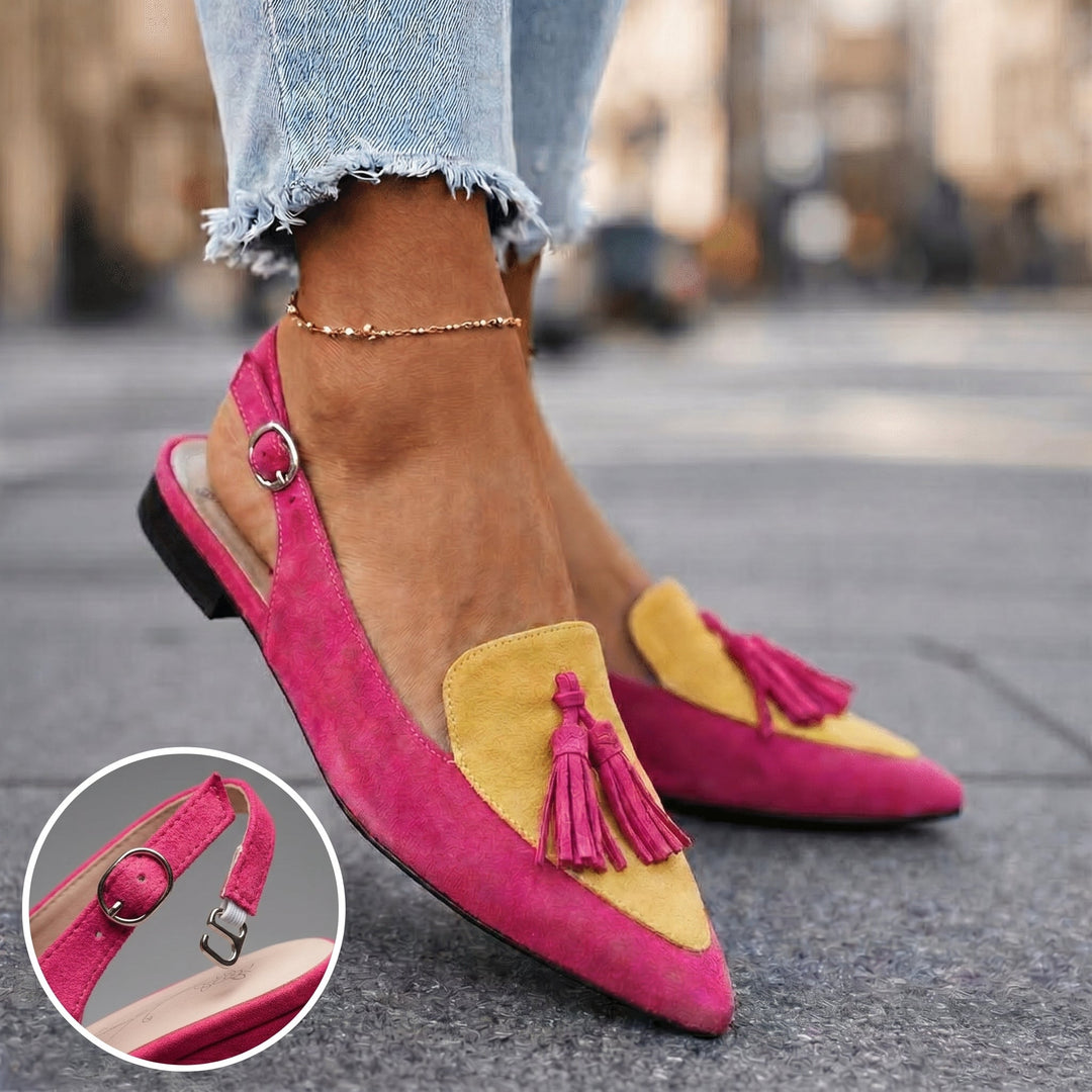 Margot - Sandalias con tira al talón, borlas y acabado suave al tacto