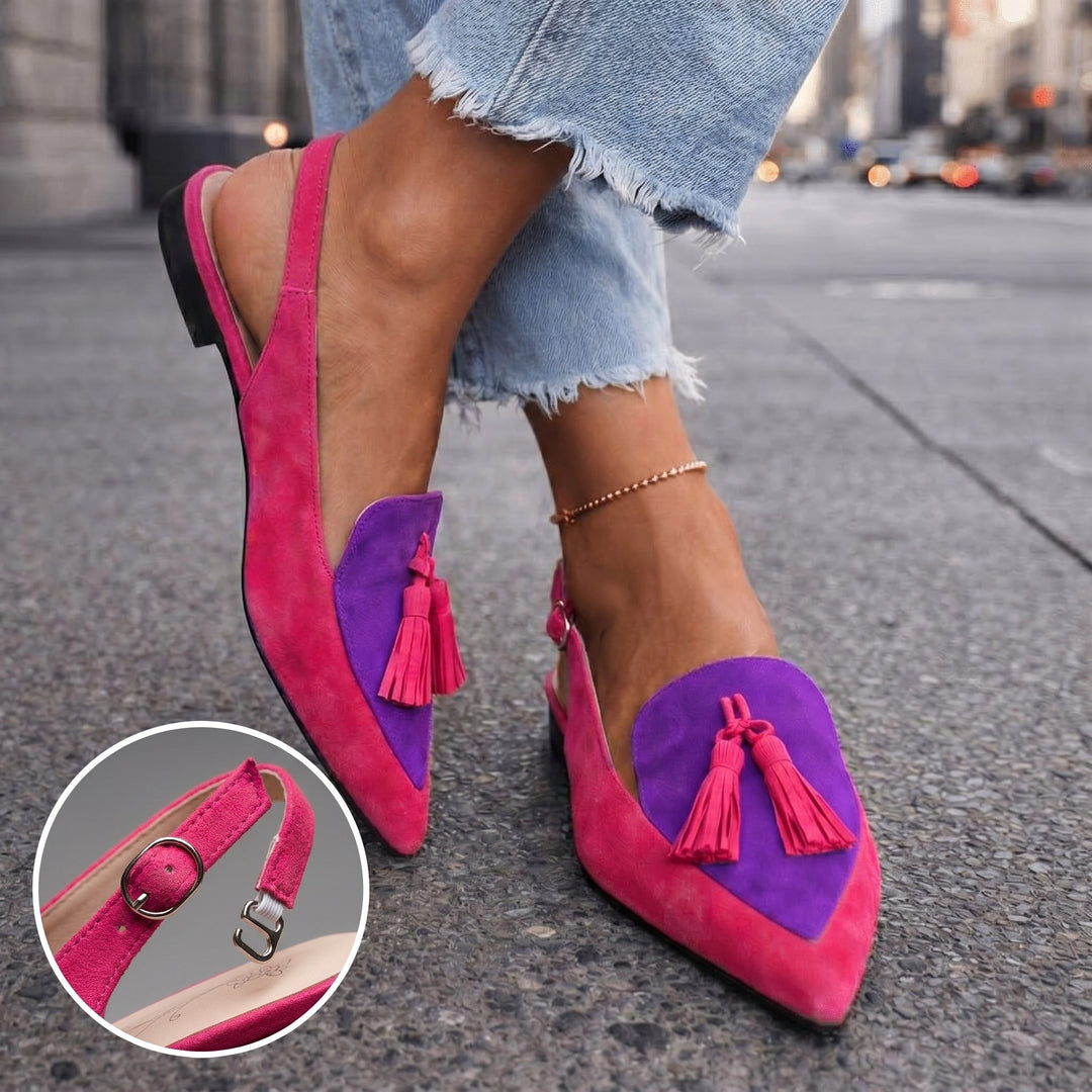 Margot - Sandalias con tira al talón, borlas y acabado suave al tacto