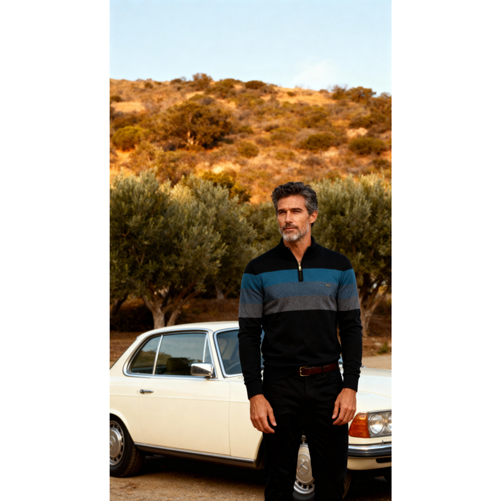 Sylvar - Suéter de punto elástico con cierre 1/4