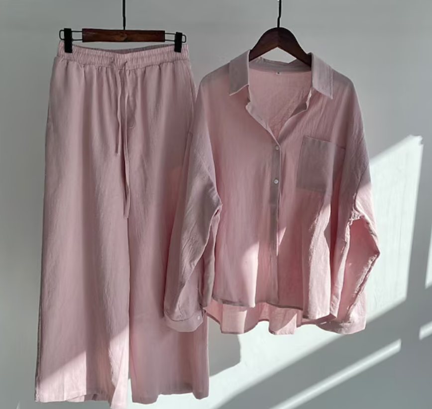 Kairi - Conjunto de blusa oversize y pantalones palazzo