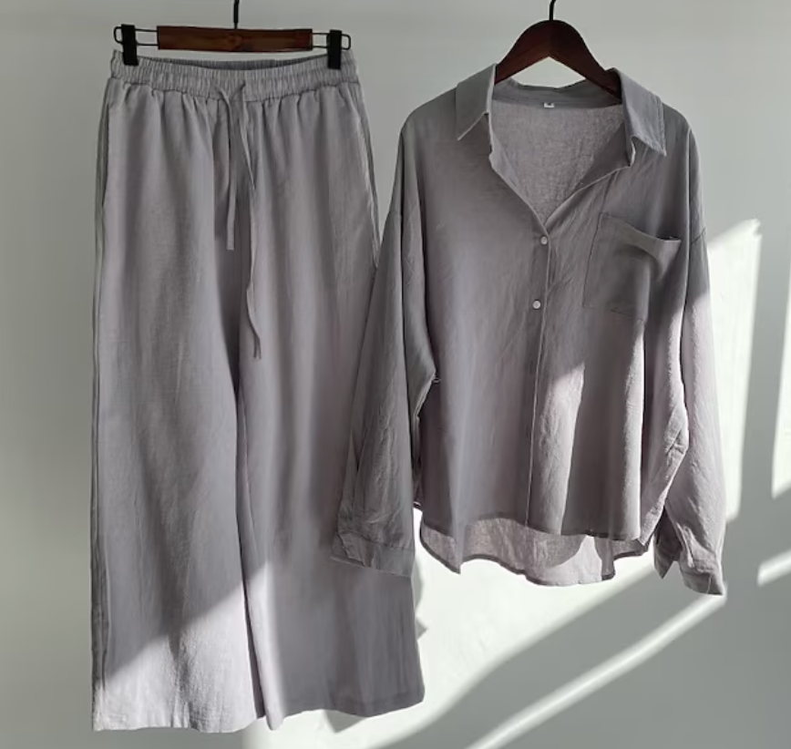 Kairi - Conjunto de blusa oversize y pantalones palazzo