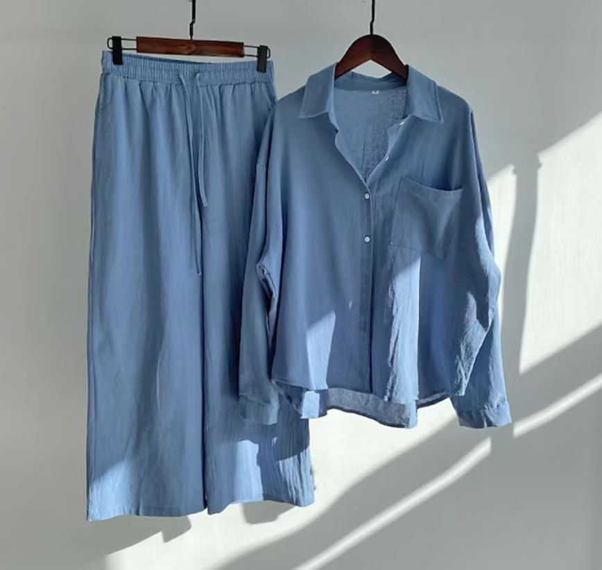Kairi - Conjunto de blusa oversize y pantalones palazzo