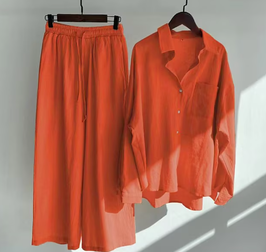 Kairi - Conjunto de blusa oversize y pantalones palazzo
