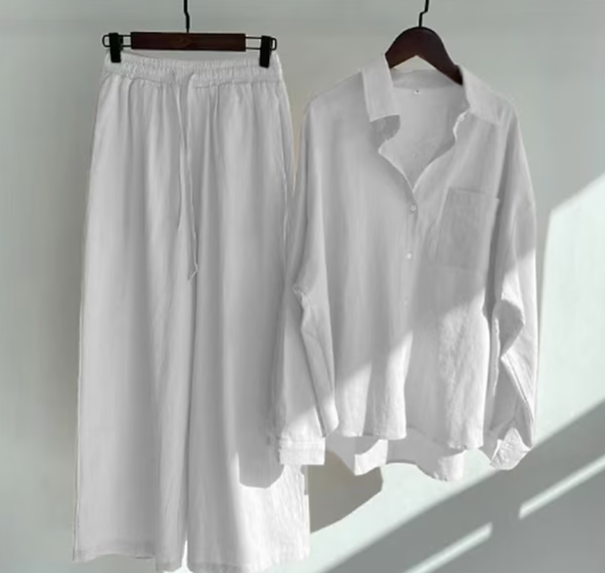 Kairi - Conjunto de blusa oversize y pantalones palazzo
