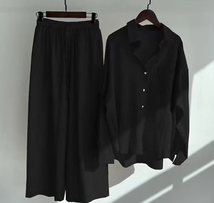 Kairi - Conjunto de blusa oversize y pantalones palazzo