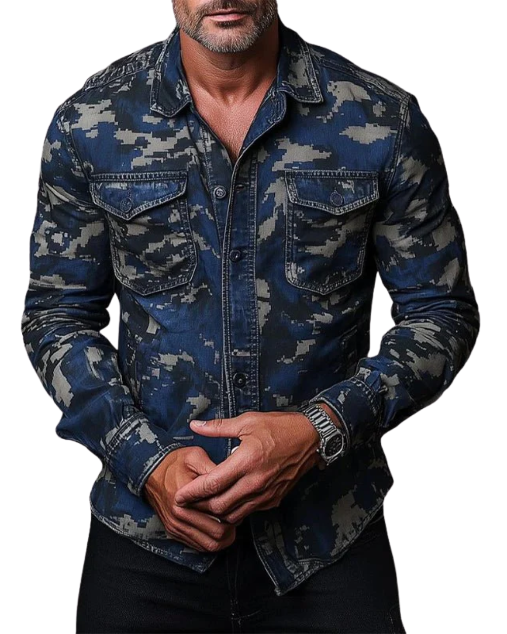 Cassiel - Camisa camuflada de tacto suave