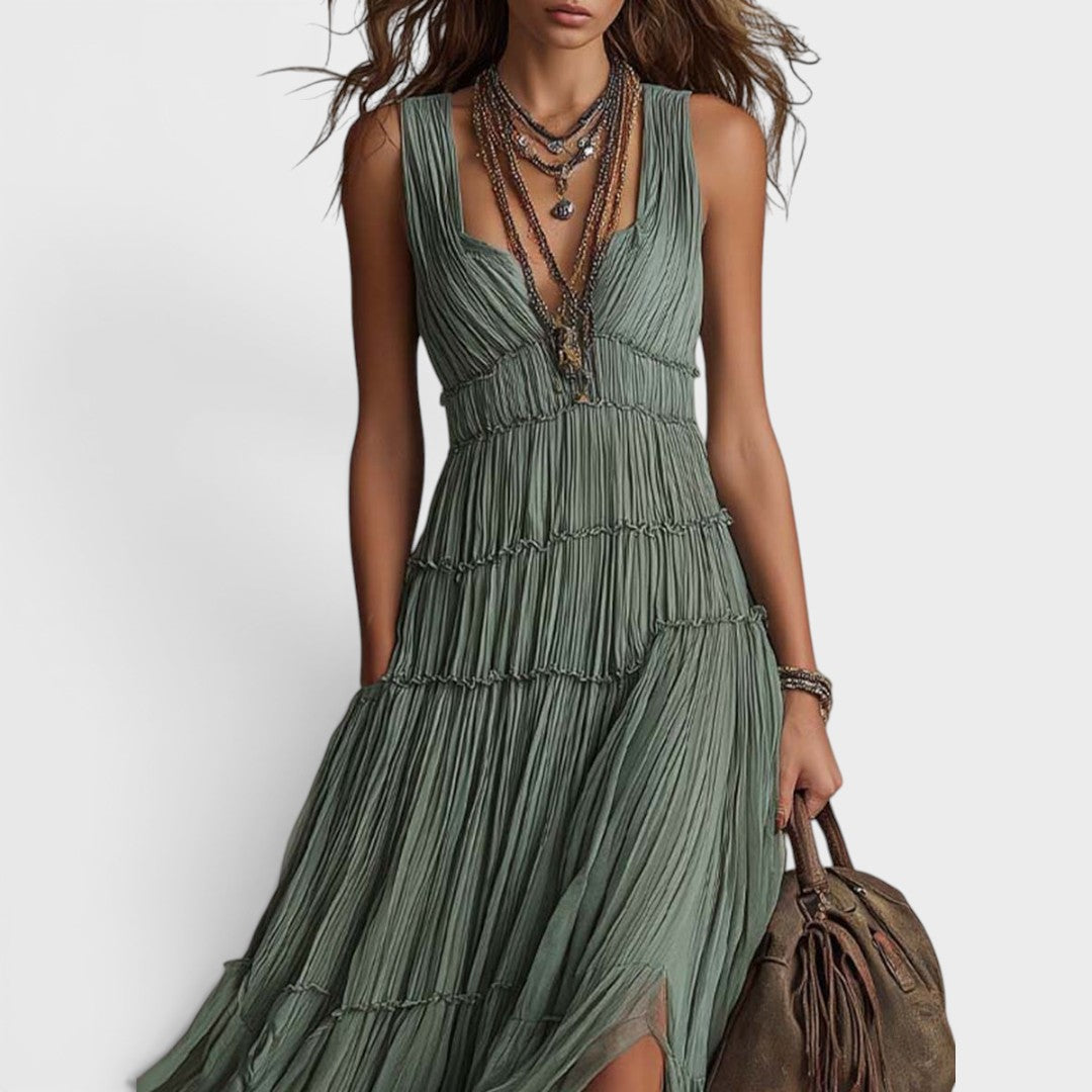 Alexa - Vestido maxi boho de tacto suave