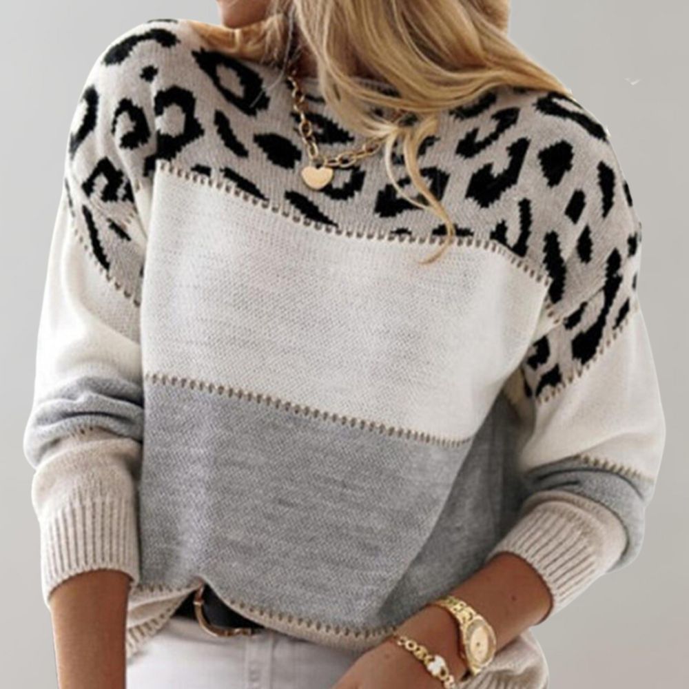 Arlaya - Suéter de tacto suave con estampado de leopardo