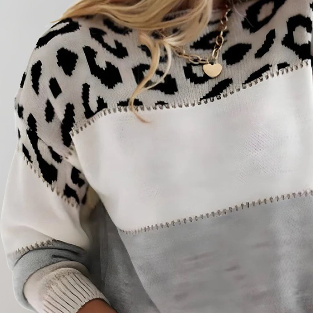 Arlaya - Suéter de tacto suave con estampado de leopardo
