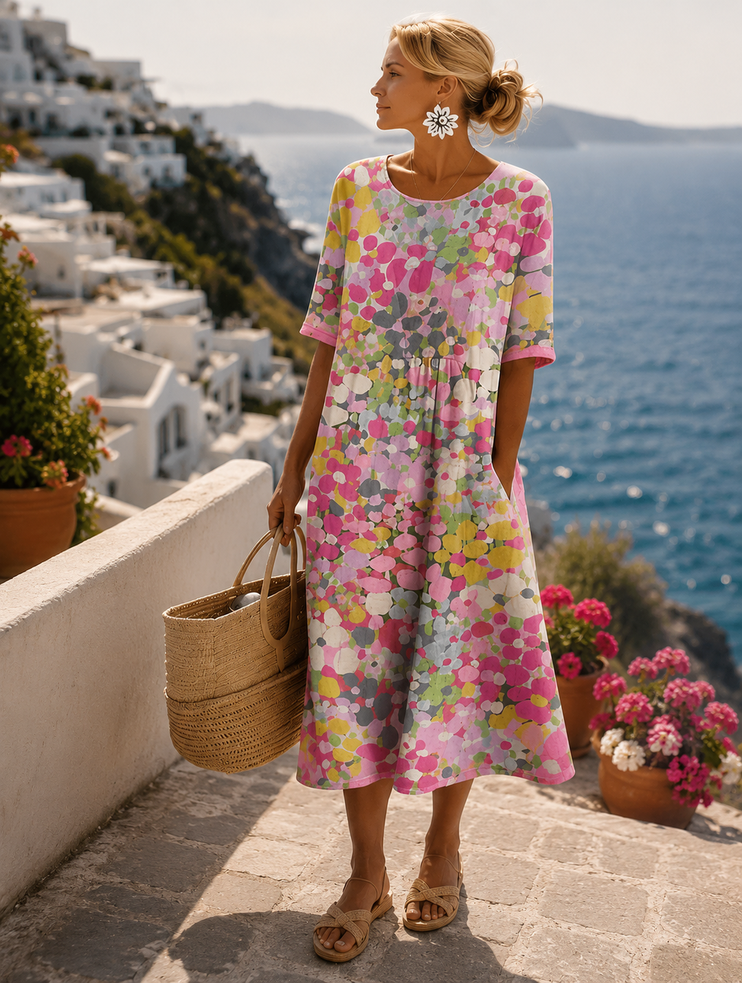 Lioravelle - Vestido midi ligero con estampado floral