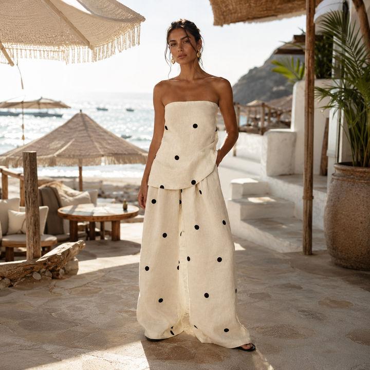 Rebecca - Conjunto de dos piezas con lunares elegantes