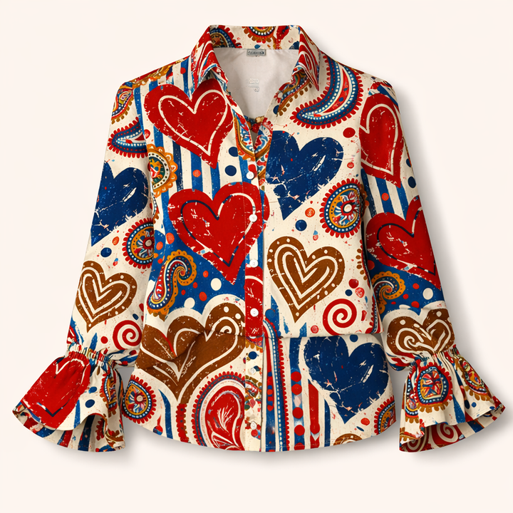 Arinelle - Blazer con estampado de corazones y tacto suave