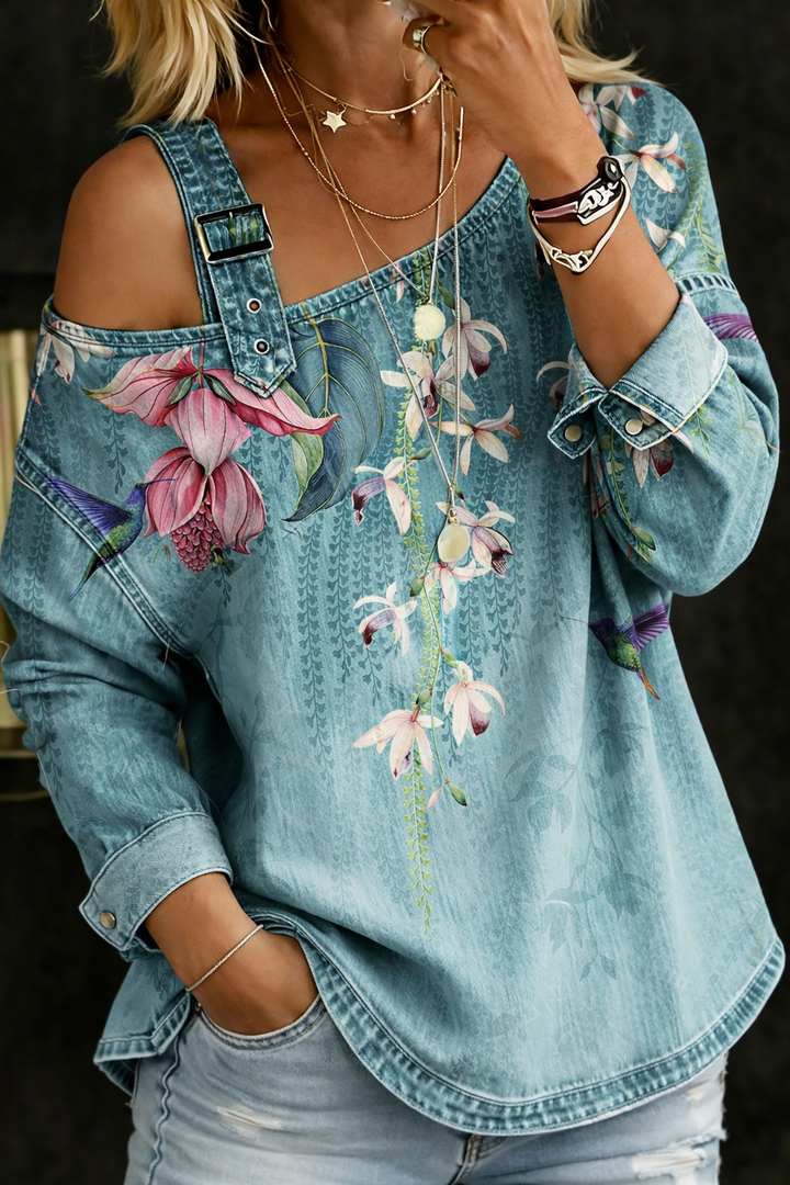 Hailey - Blusa de escote bardot de tacto suave