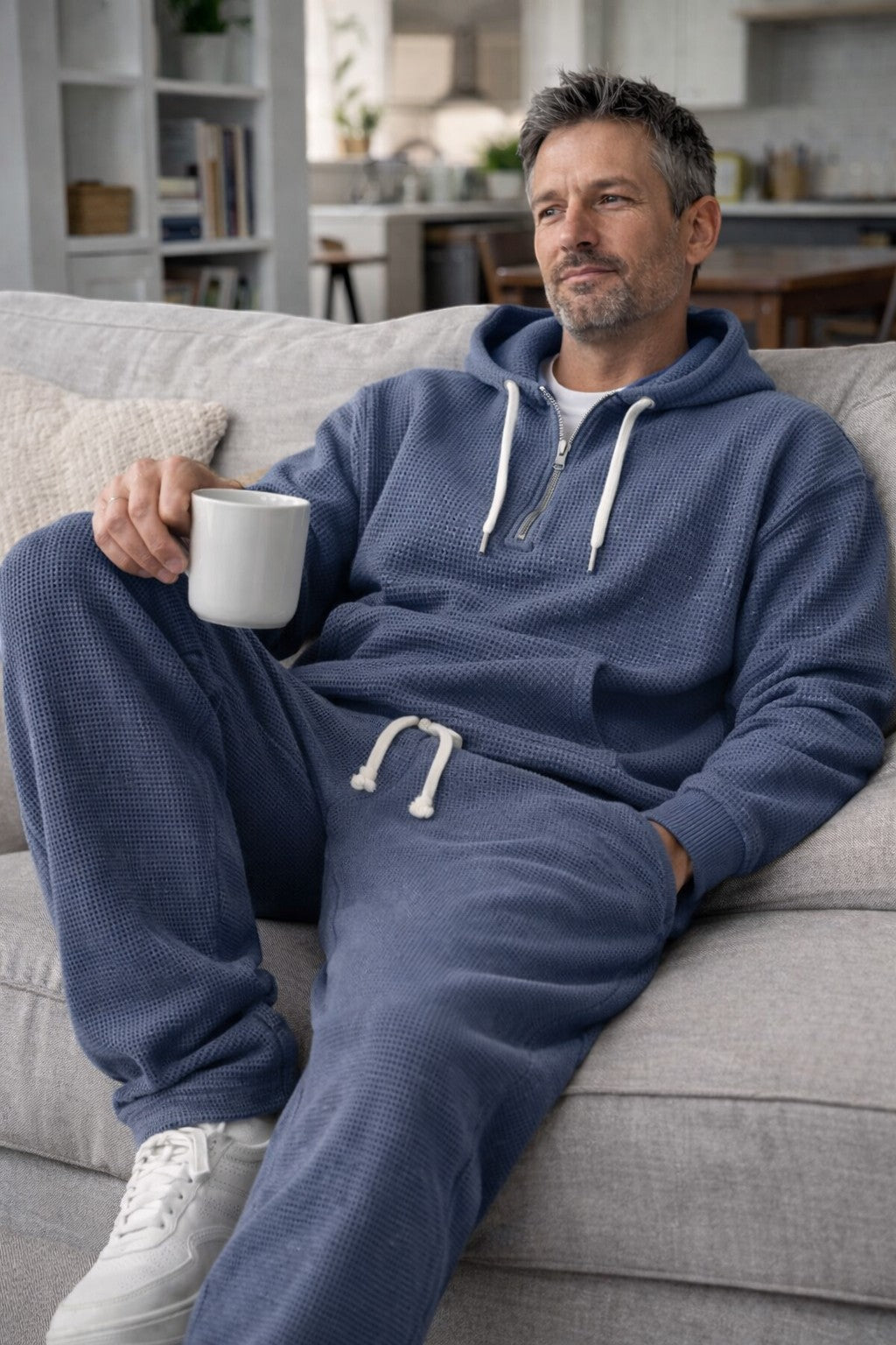Osric - Conjunto de sudadera de tejido waffle y pantalón jogger