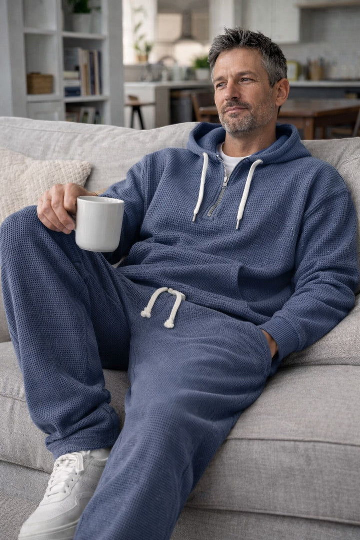 Osric - Conjunto de sudadera de tejido waffle y pantalón jogger