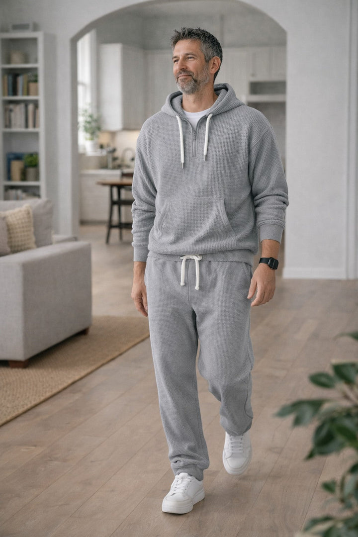 Osric - Conjunto de sudadera de tejido waffle y pantalón jogger