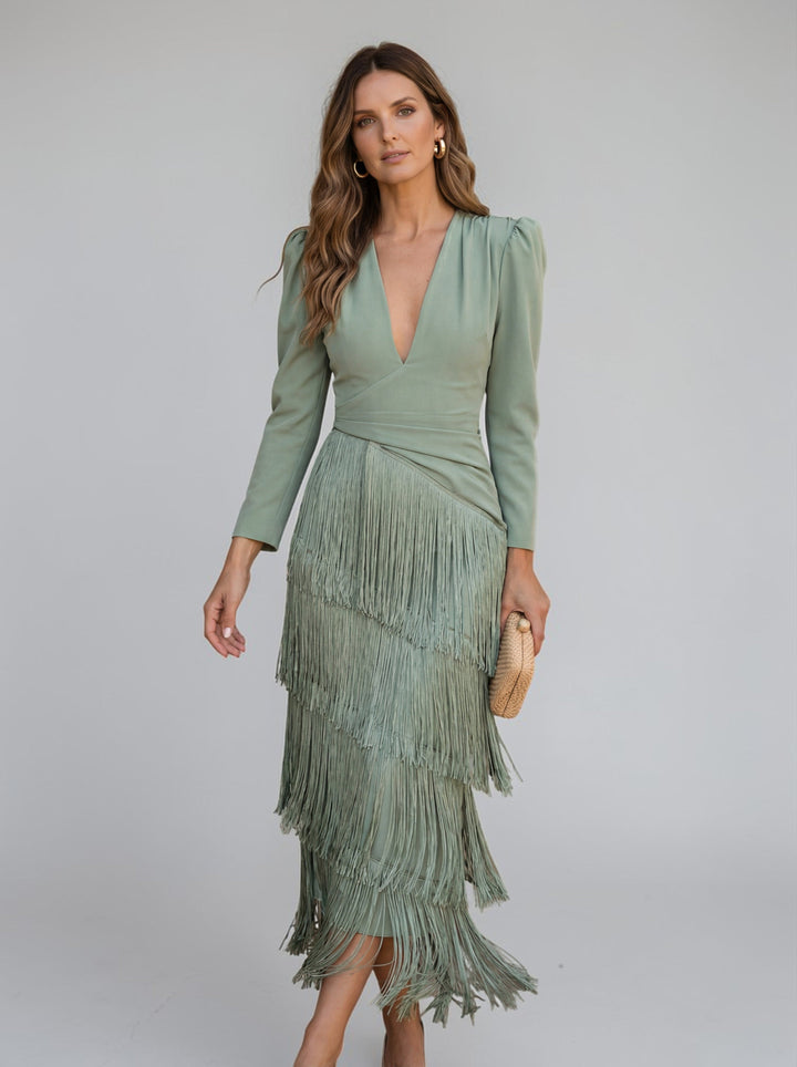 Odelina - Vestido fluido con flecos