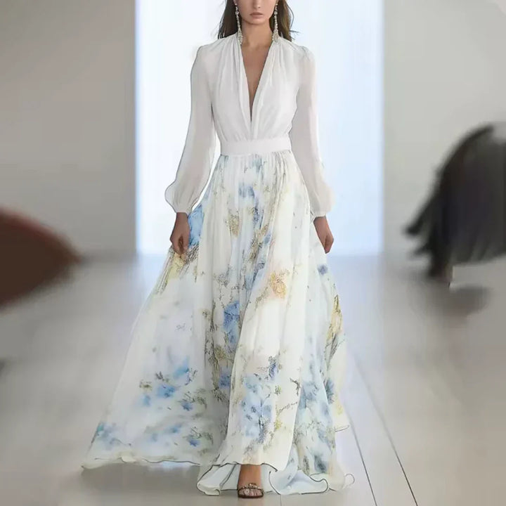 Haislin - Vestido maxi floral fluido
