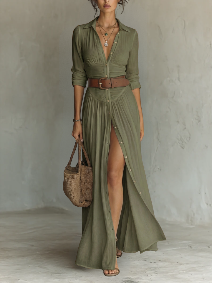 Velina - Vestido maxi plisado y fluido