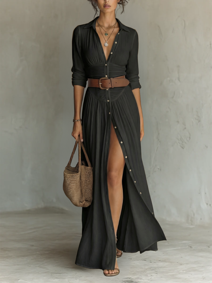 Velina - Vestido maxi plisado y fluido