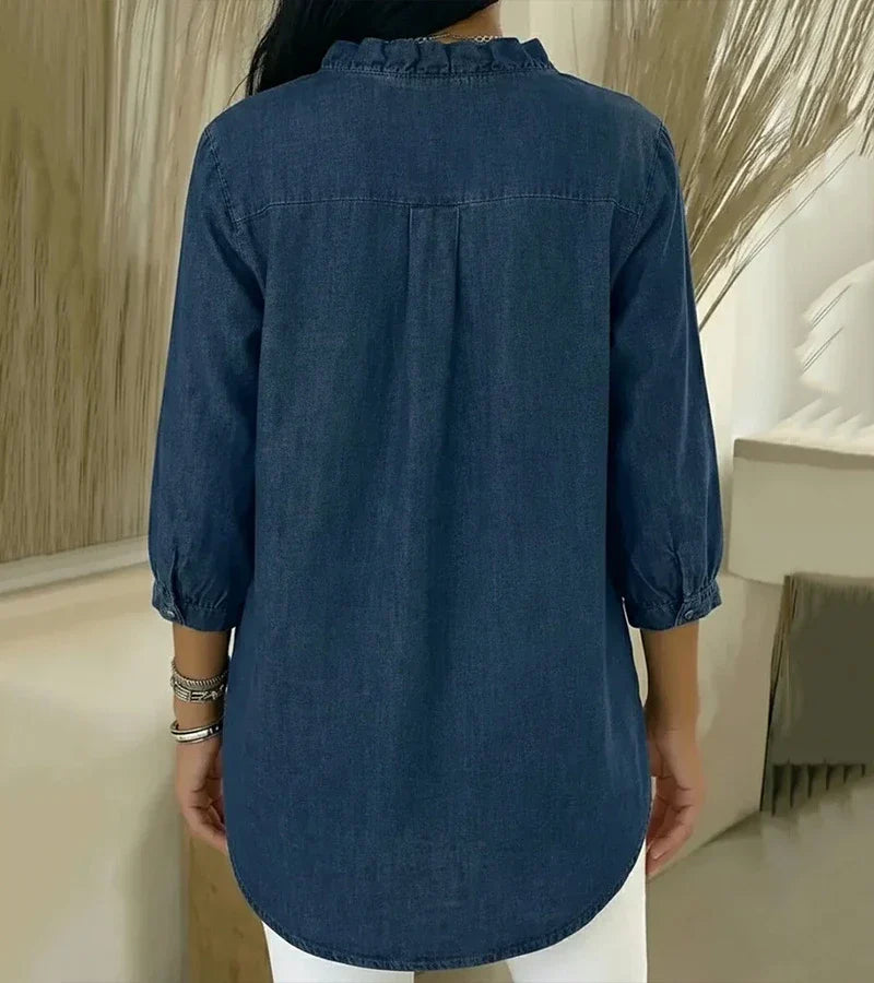 Grace - Blusa de escote en V con holanes y tacto suave