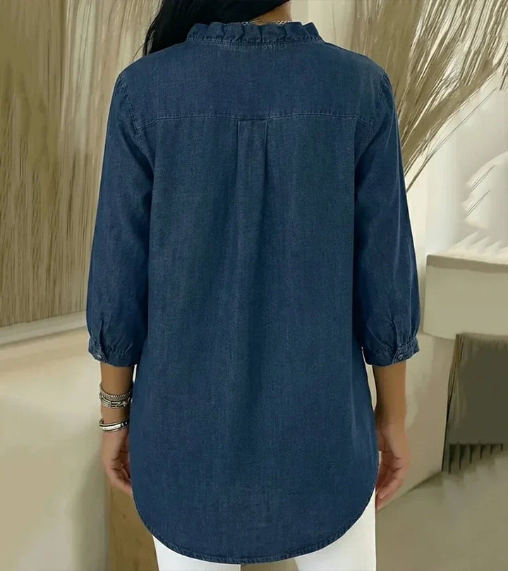Grace - Blusa de escote en V con holanes y tacto suave
