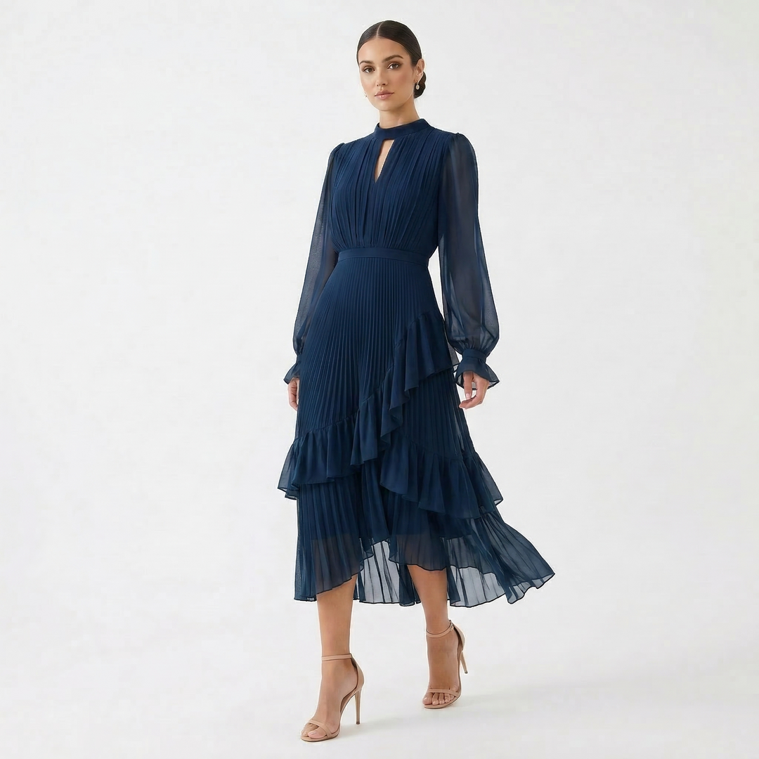 Kiana - Vestido de noche plisado escultural
