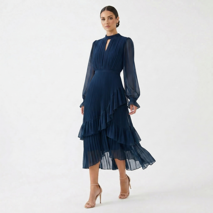 Kiana - Vestido de noche plisado escultural