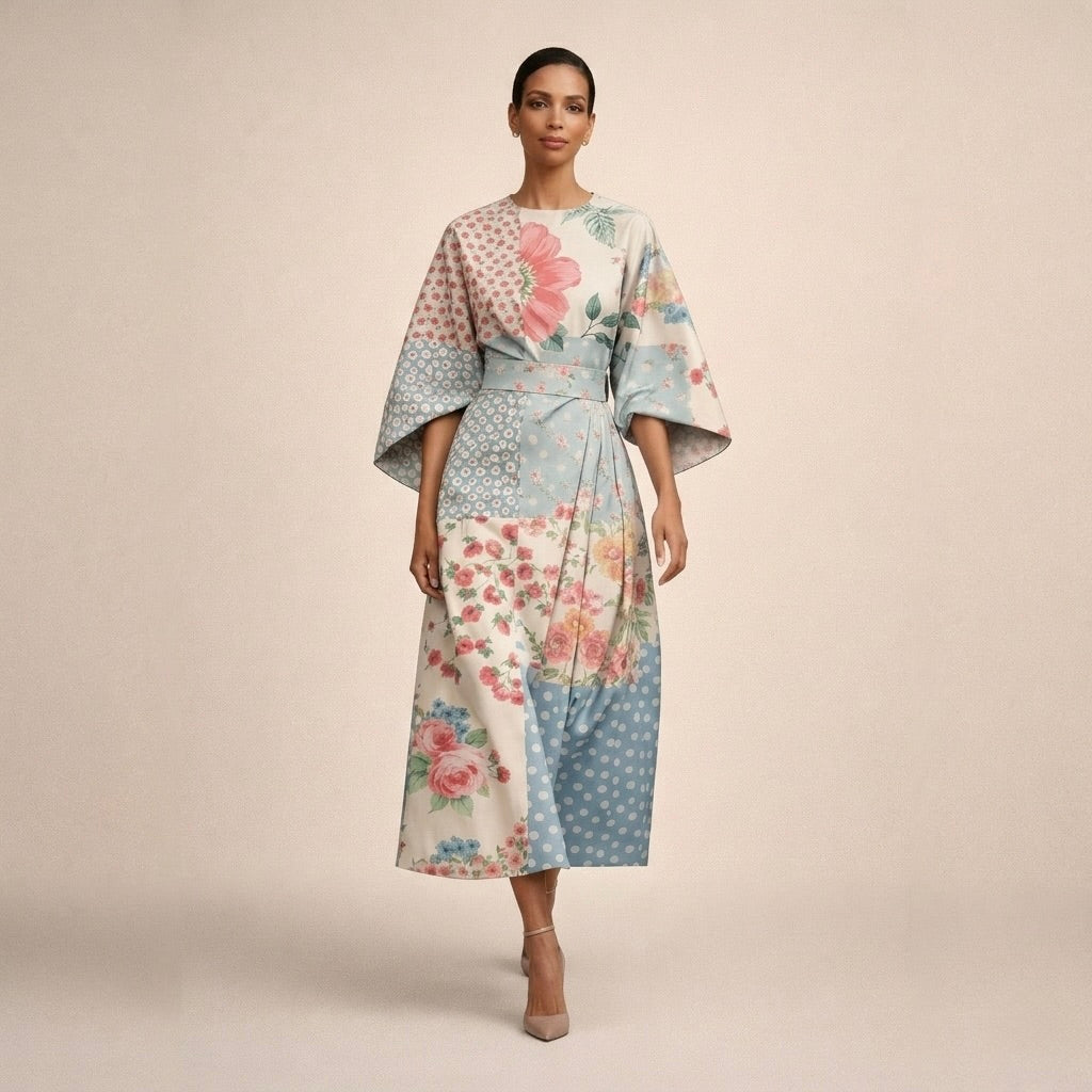 Evarin - Vestido midi floral de tacto suave