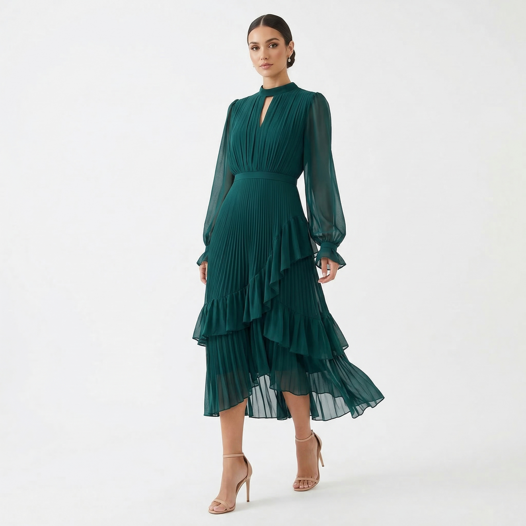 Kiana - Vestido de noche plisado escultural
