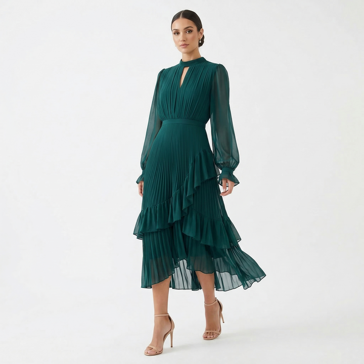 Kiana - Vestido de noche plisado escultural
