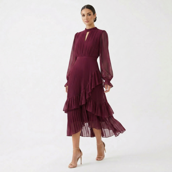 Kiana - Vestido de noche plisado escultural