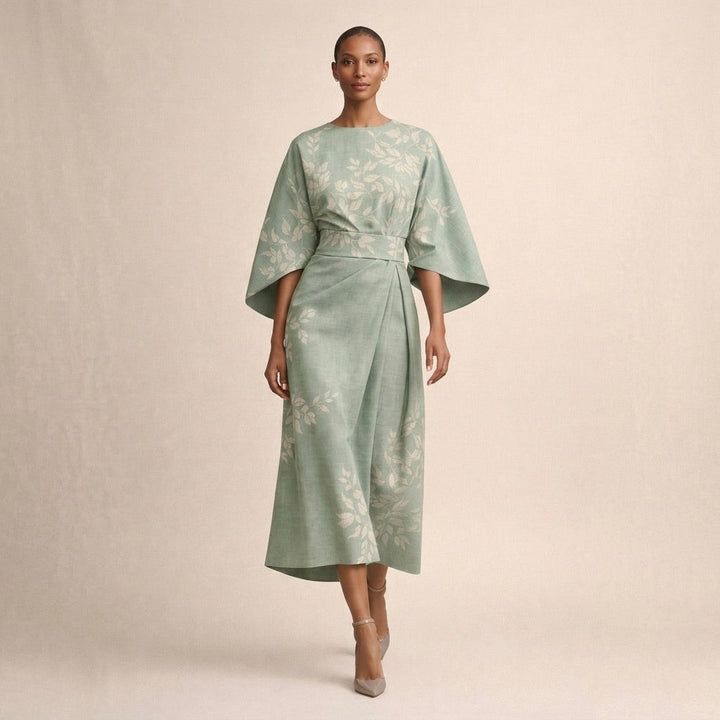 Evarin - Vestido midi floral de tacto suave