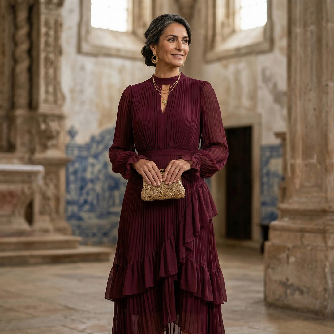 Kiana - Vestido de noche plisado escultural