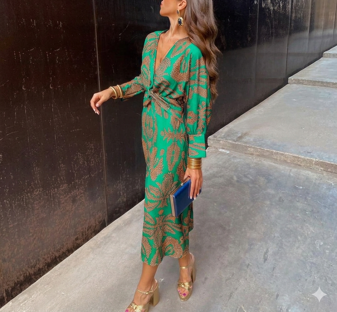 Blaire - Vestido midi elegante de cuello en V