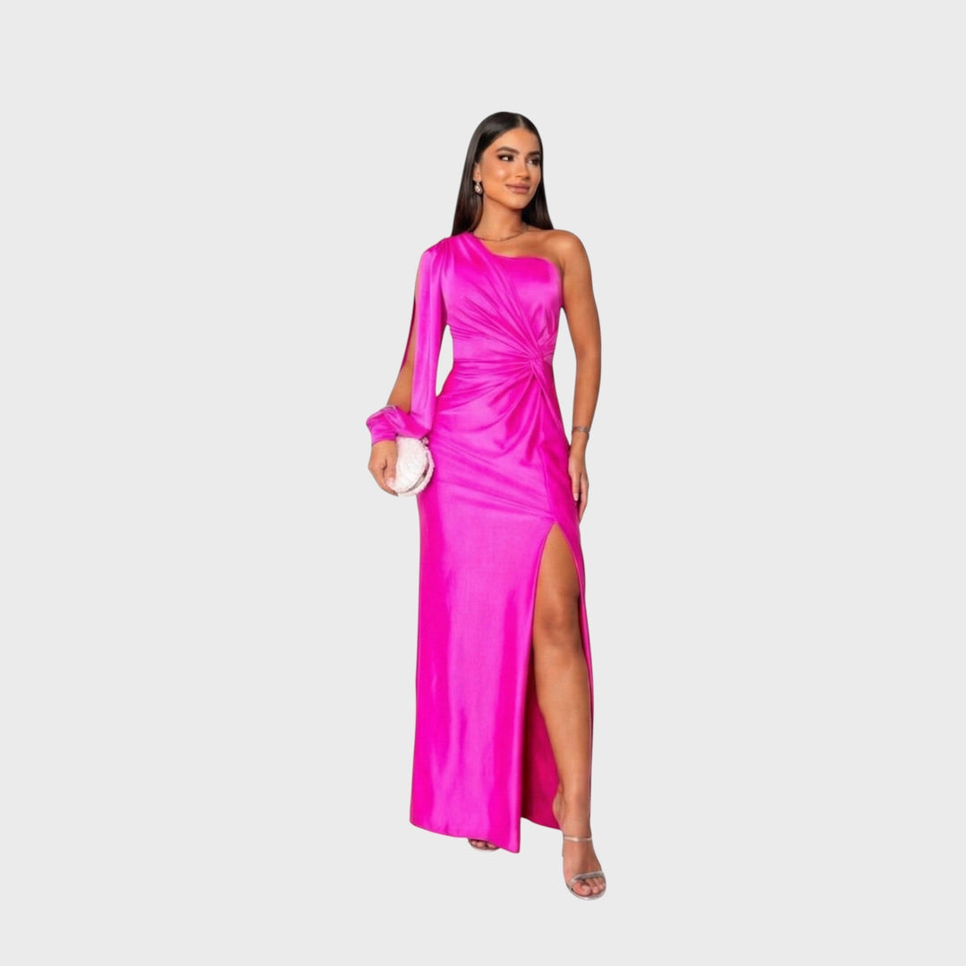 Ellivia - Vestido de noche de un solo hombro de tacto suave
