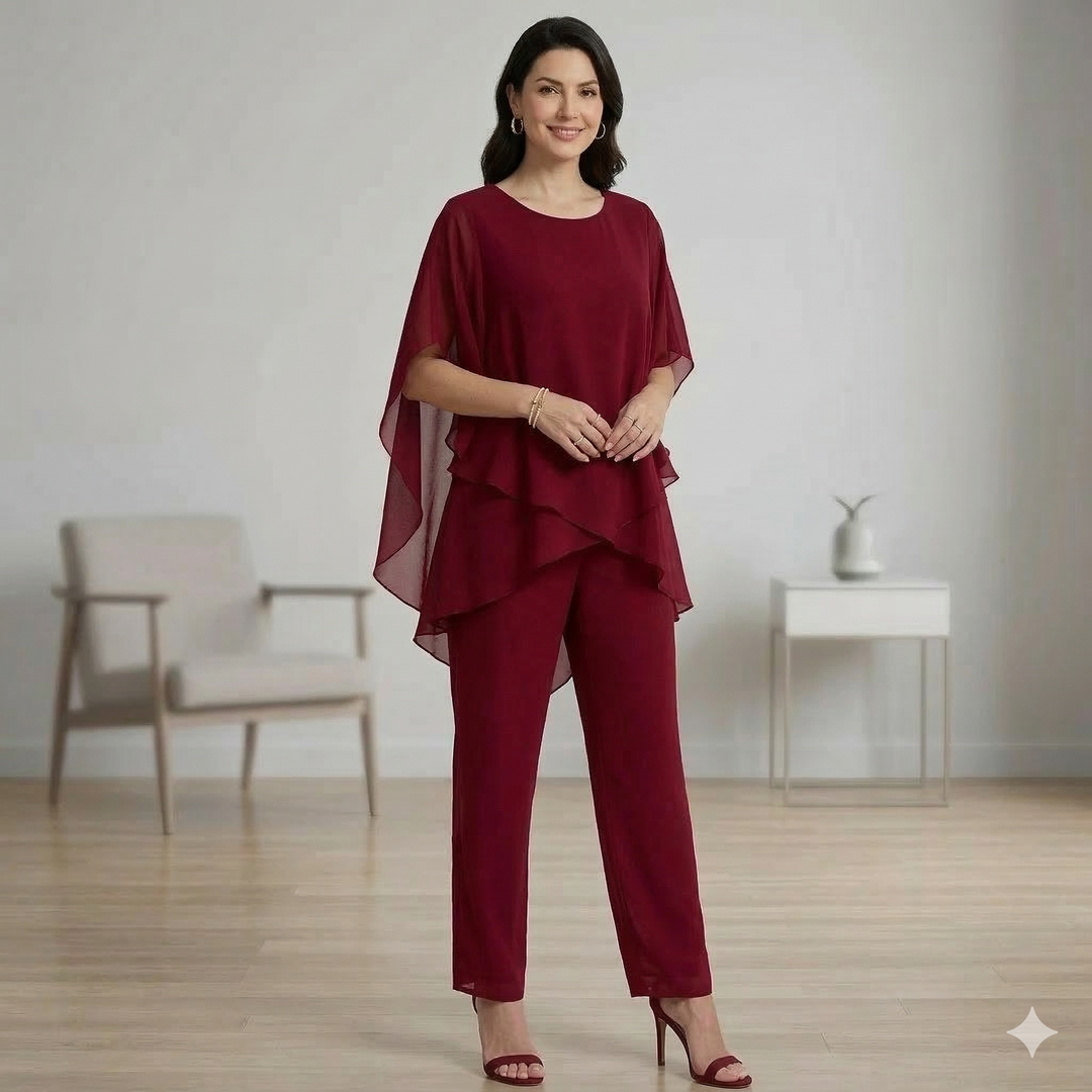 Jessenia - Conjunto de túnica y pantalón en capas